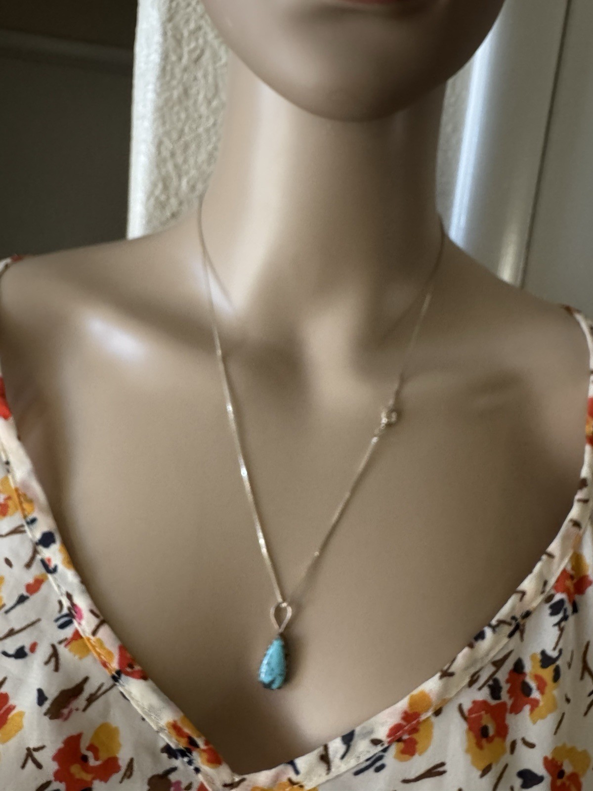 unbranded 925 tourquoise pendant and 925 chain dainty boho 18″