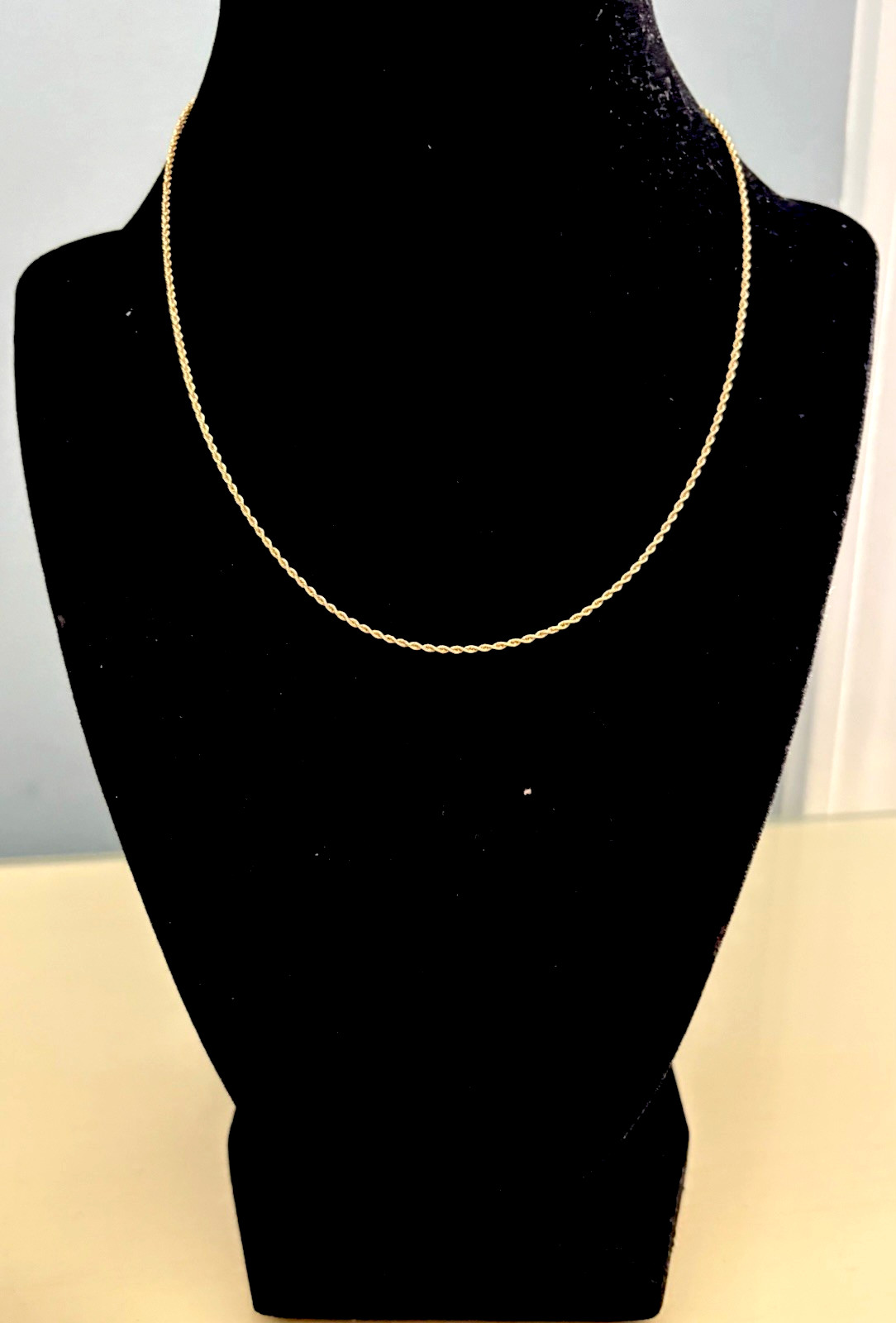 14K YG Gold Rope Neck Chain 16″ Necklace Estate Diamond-cut Sparkle Approx 2mm