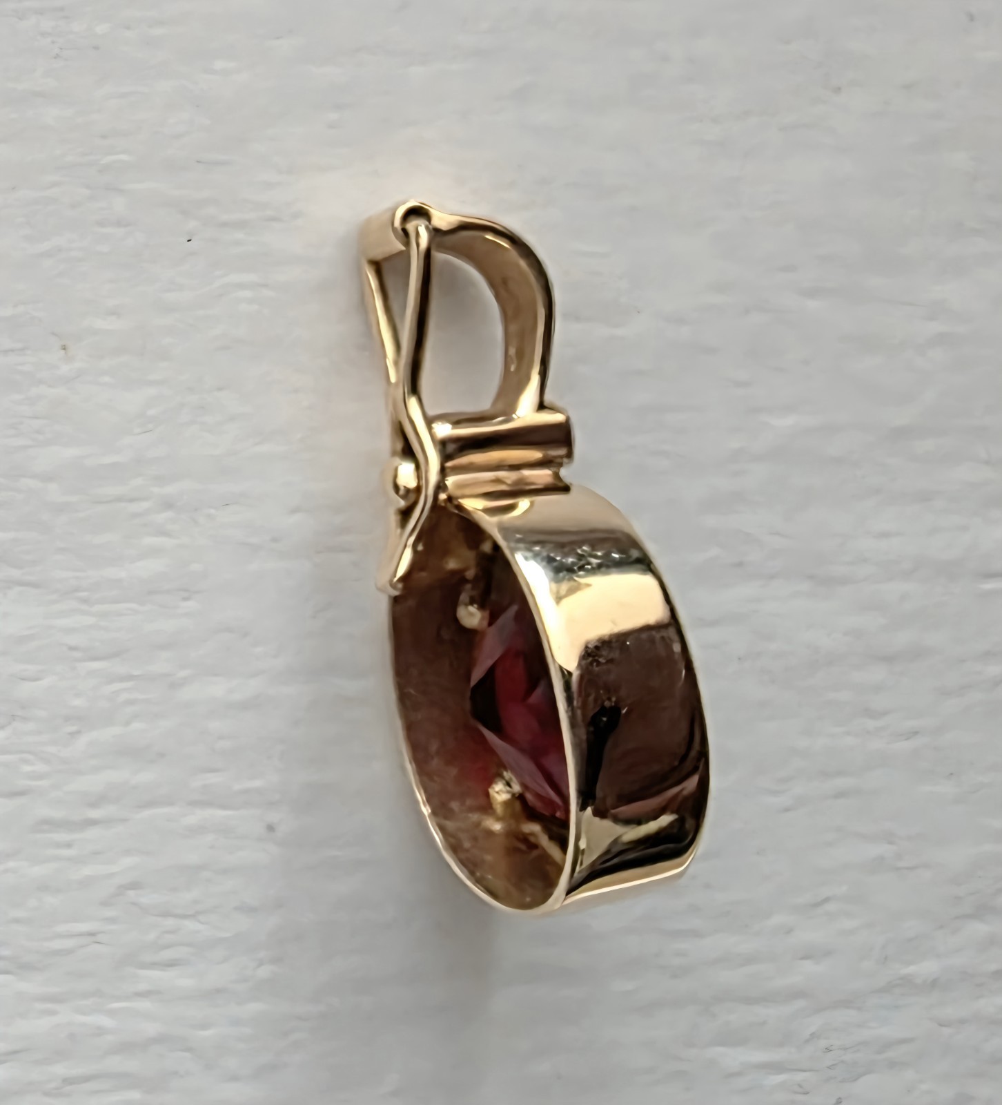 14K YG Garnet Pendant Enhancer