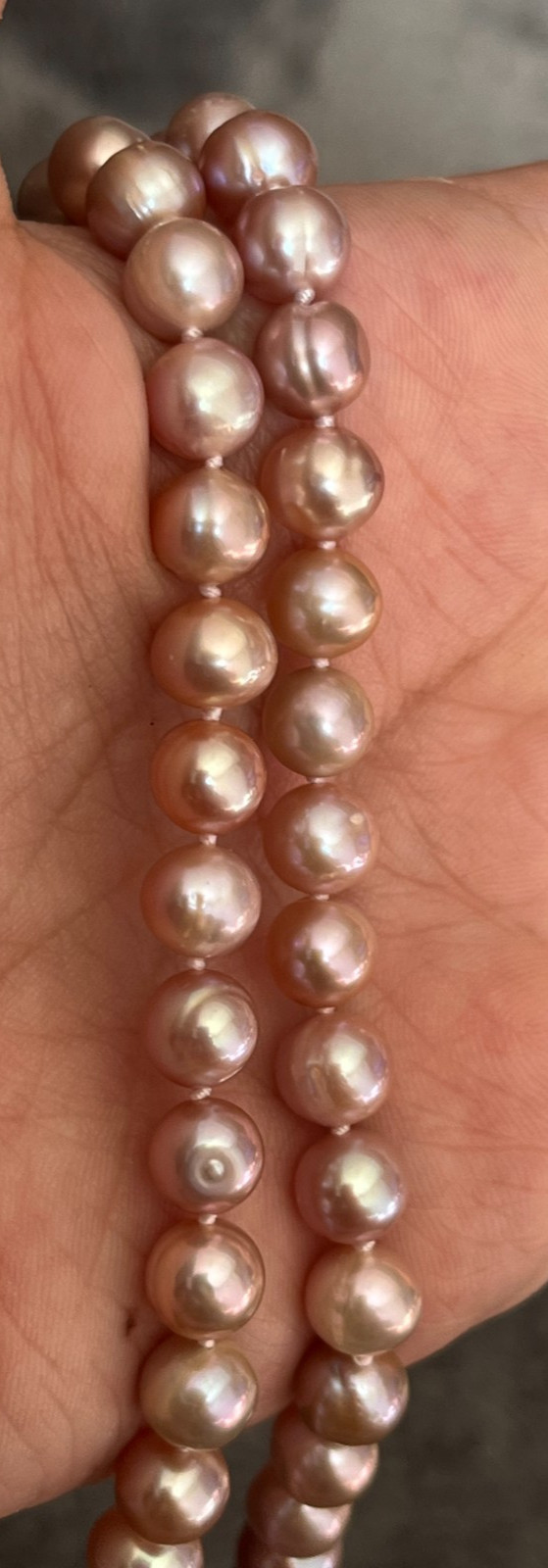 7.4mm-8.5mm Lavender Pearl Necklace Bracelet Earrings Set 45-50/19-24cm S925