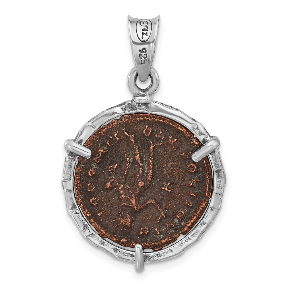 Ancient Coins Sterling Silver & Bronze Antiqued Roman Constantine l Coin Pendant