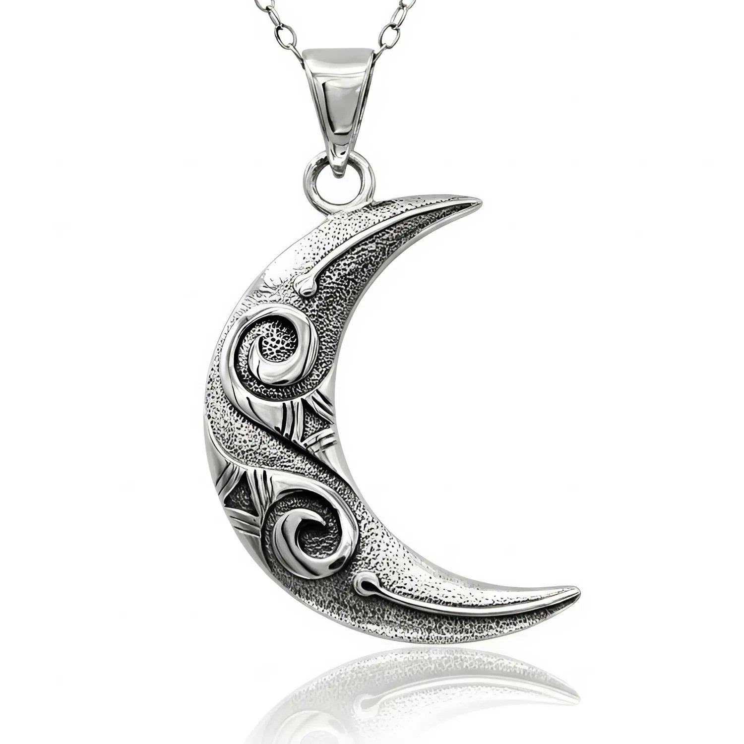 Large Celtic Knot Sterling Silver Crescent Moon Lunar Pendant Jewelry