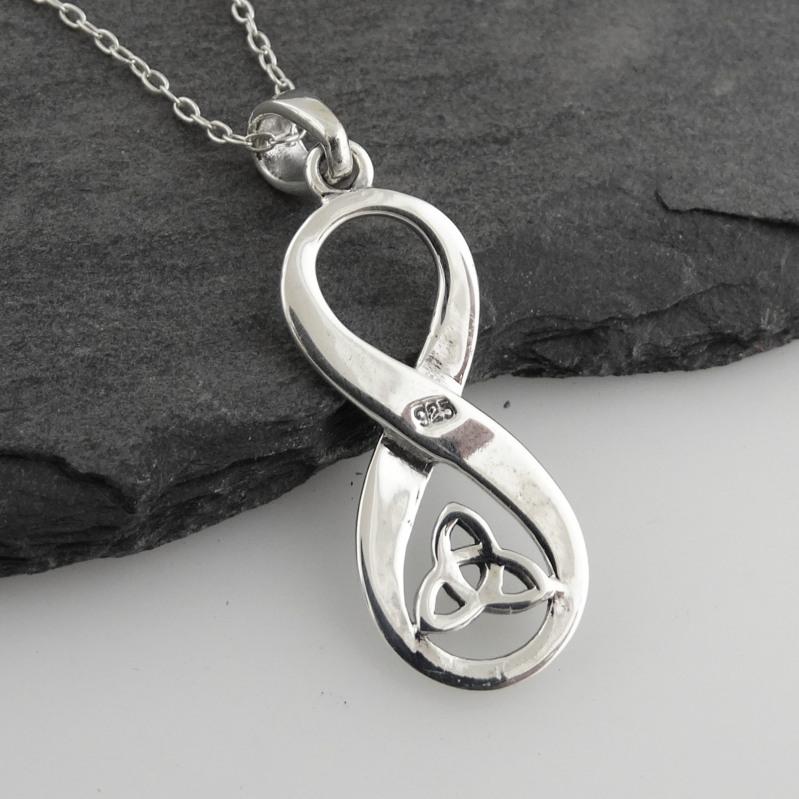 Trinity Knot Infinity Sign Necklace – 925 Sterling Silver Pendant Love Gift NEW