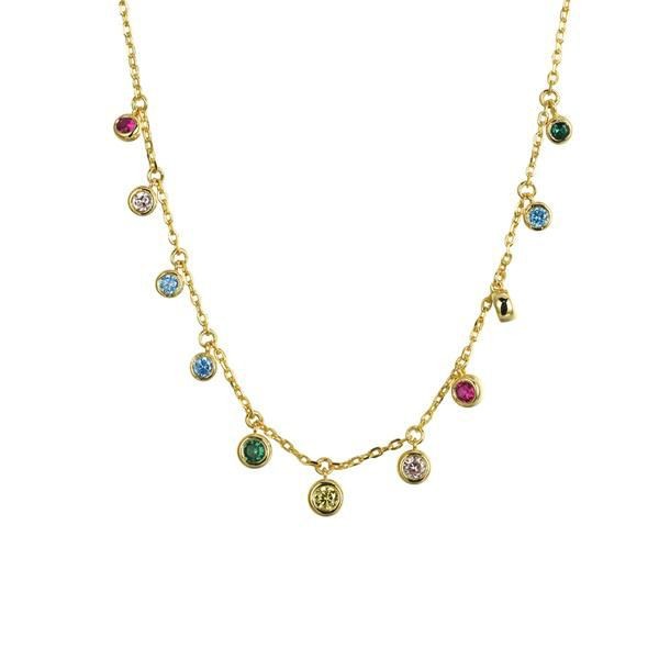 Gold on Silver Multi Cubic Zirconia Necklace Hallmarked Womens Jewellery Gift