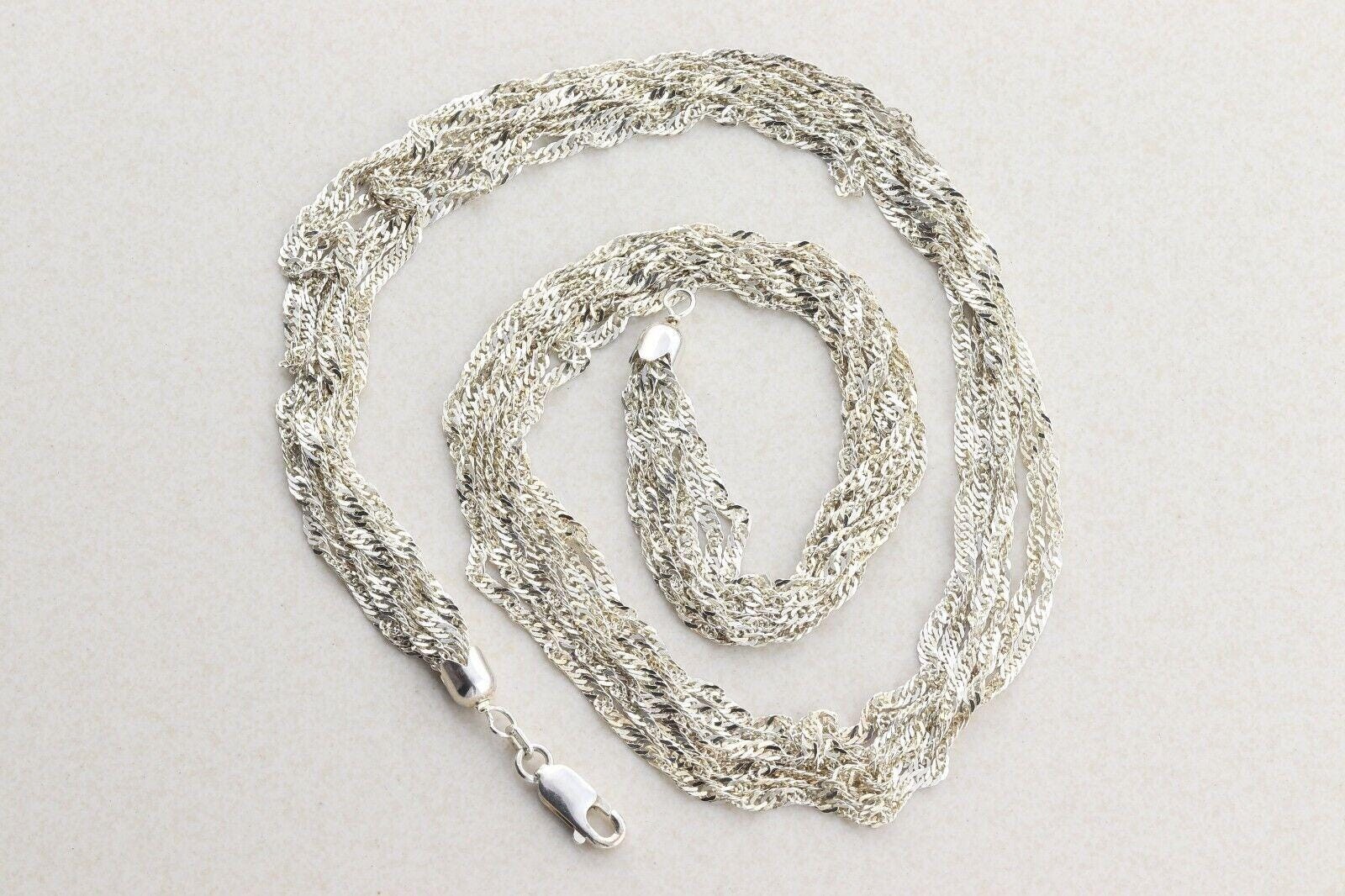 Sterling Silver Multi 7 Strand Twist Chain Necklace 18 inch chain 14 mm wide