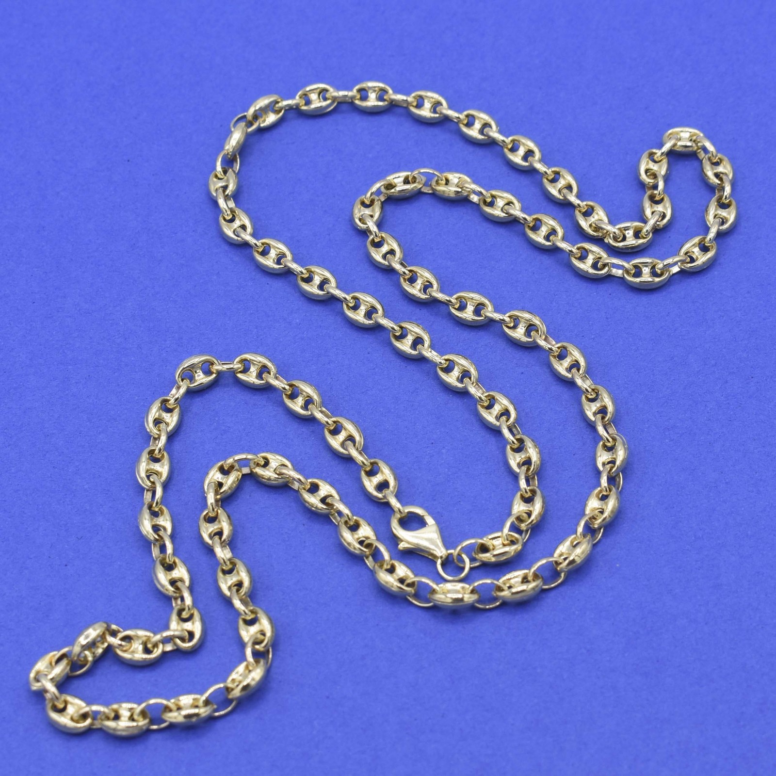 5mm Puffed Mariner Anchor Link Chain Necklace Real 14K Yellow Gold All Sizes