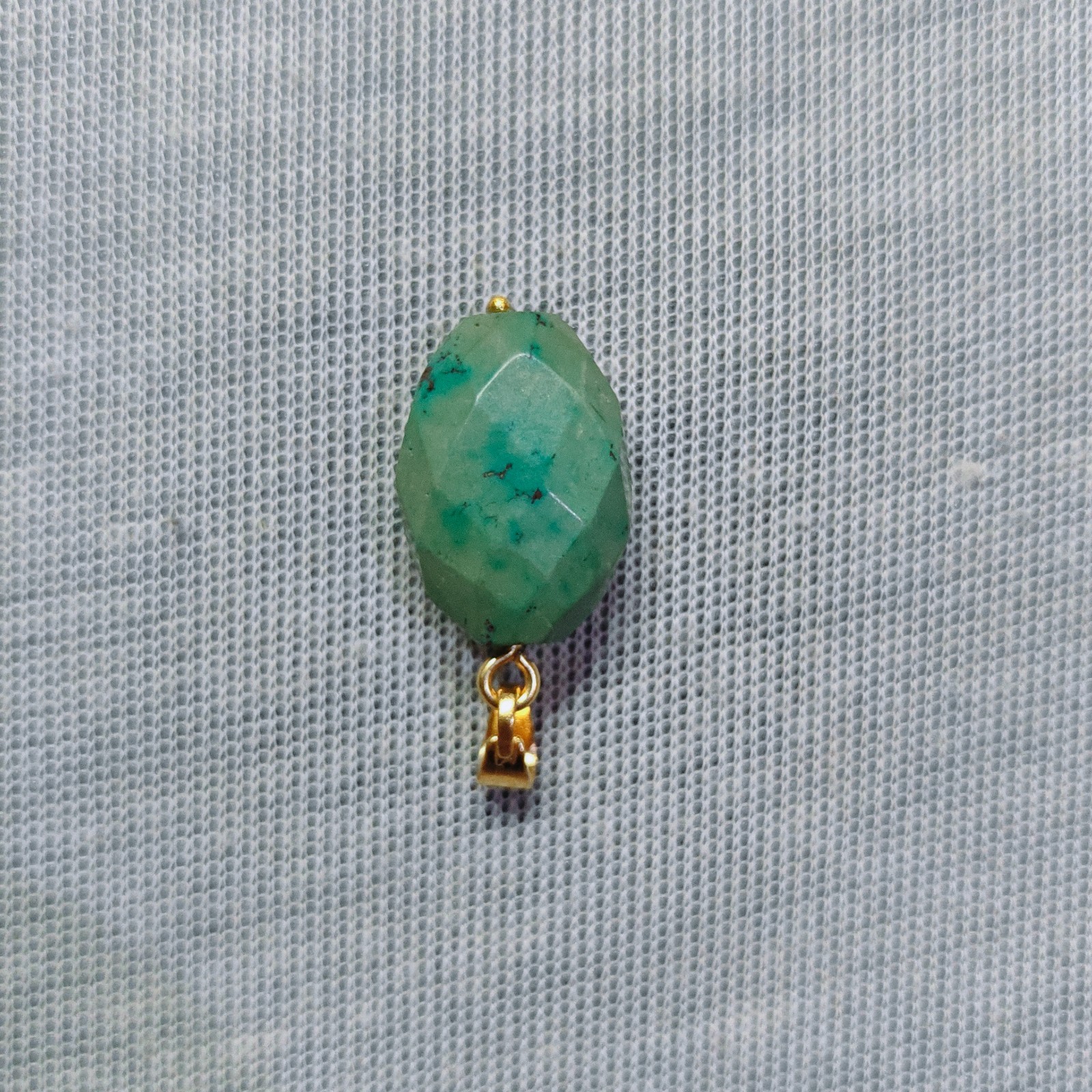 Natural Tibet Turquoise Oval Cut Beads Brass Pendant Handmade Gemstone Jewellery