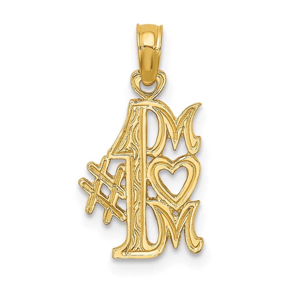 14k Yellow Gold #1 MOM Charm Pendant 0.58gm L-0.78 in,W-0.41 in