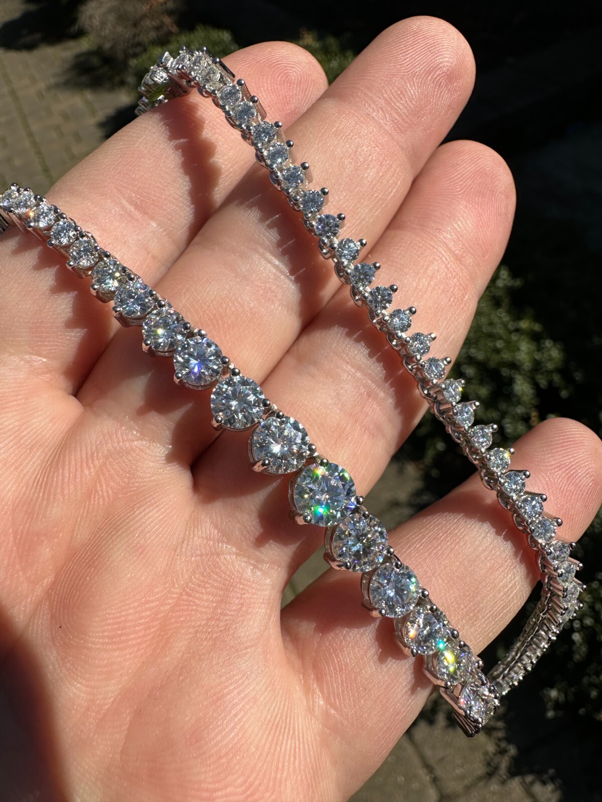 Real Iced MOISSANITE Riviera 3-7mm Graduated Tennis Chain Necklace – VVS D Color