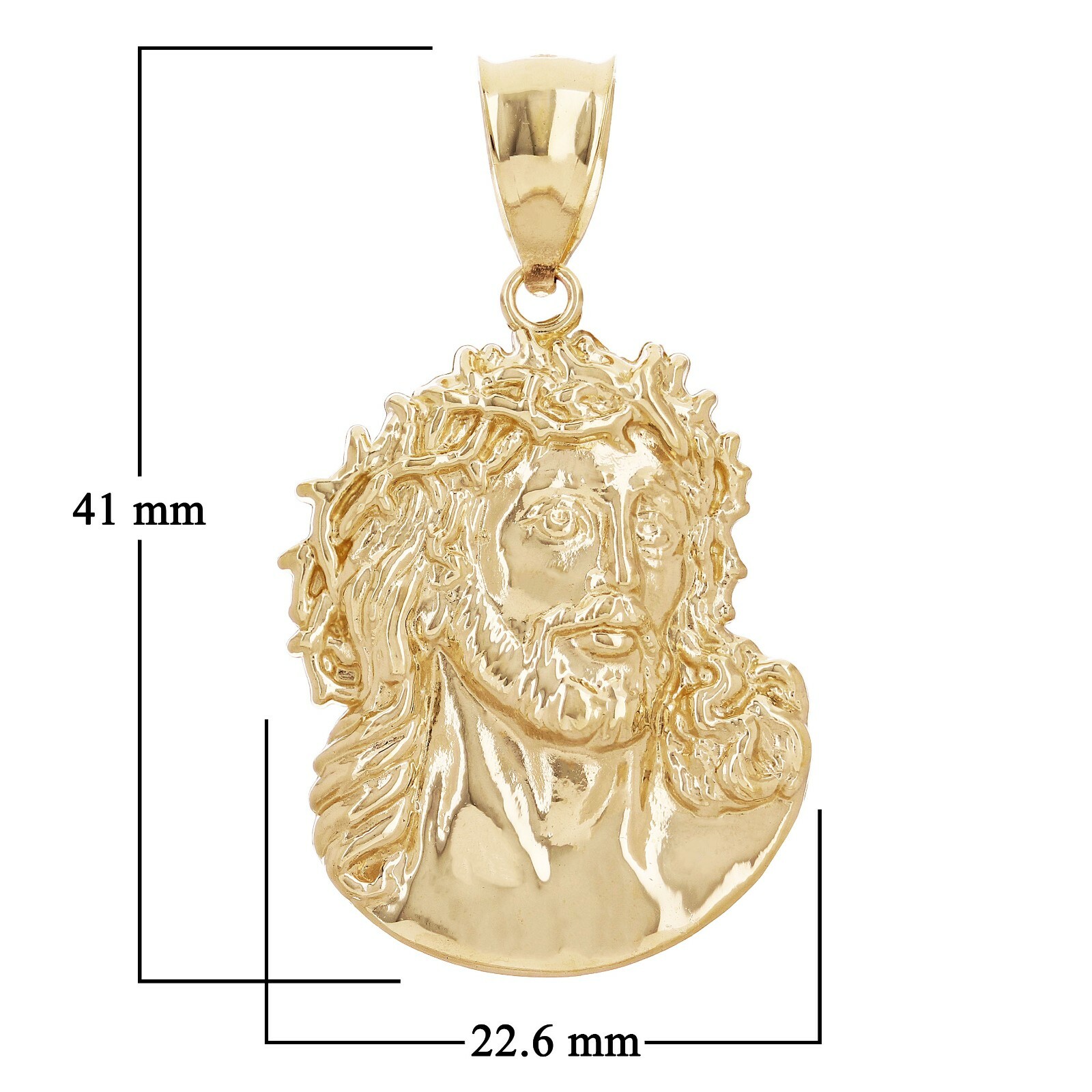 14k Yellow Gold Jesus Head Face Charm Pendant 1.6″ 4.6 grams