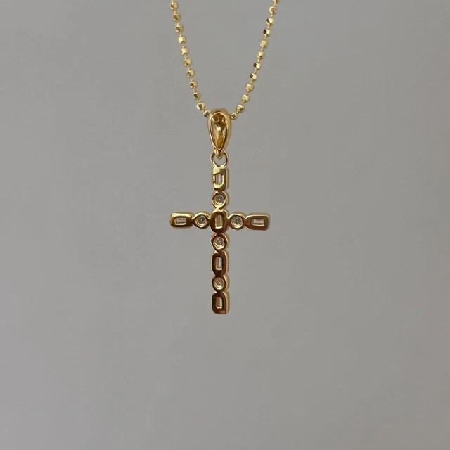 1.50Ct Round Cut Lab Created Diamond Criss Coss Pendant 14k Yellow Gold Plated