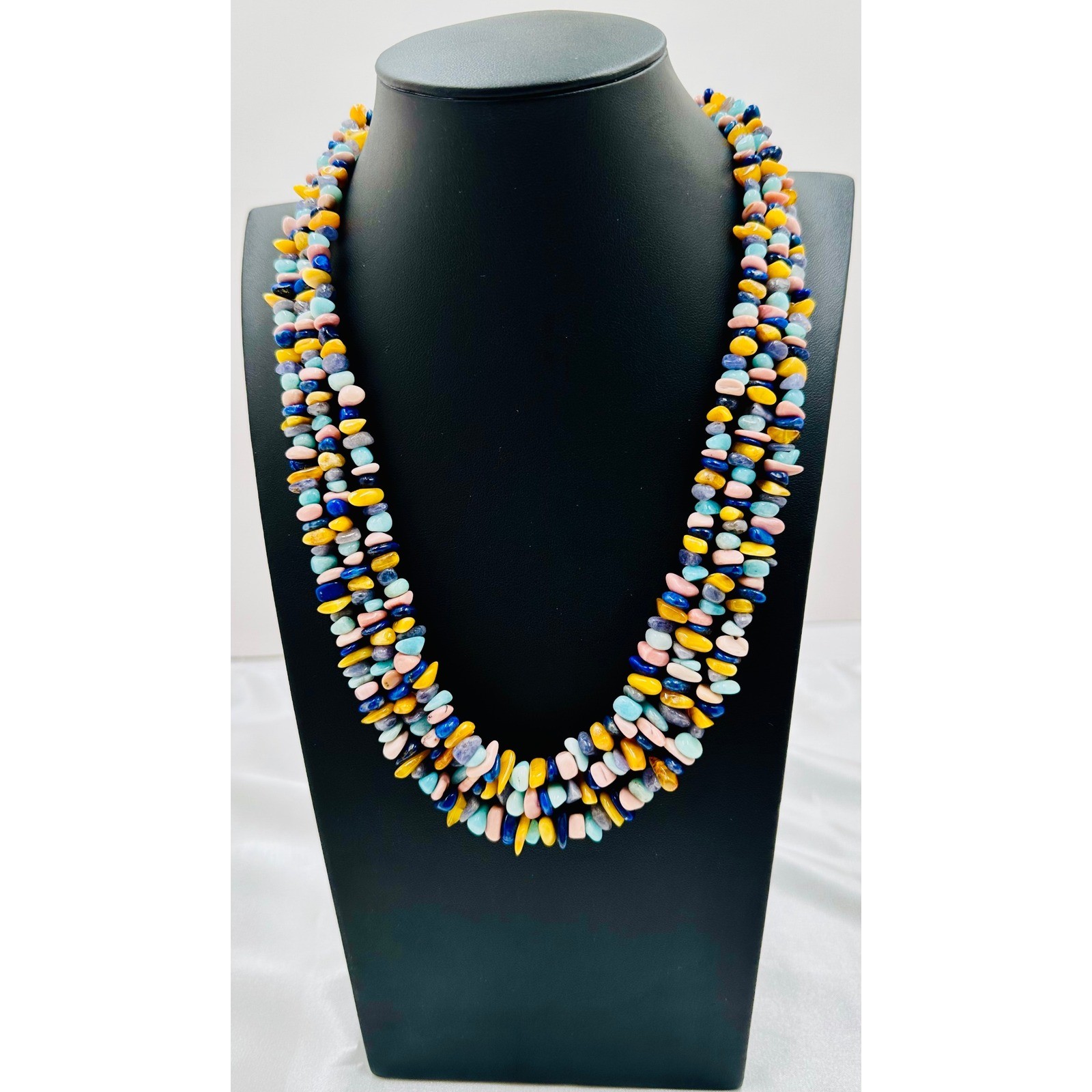 Jay King Mine Finds Confetti Multi Gemstone 3 Strand Necklace Silver 925 NIB