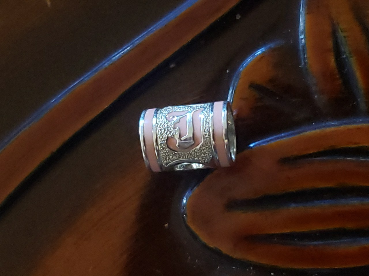 Hawaiian Baby Silver Initial Pendant Enamel 8mm X 6mm Slide Blue Or Pink Letter