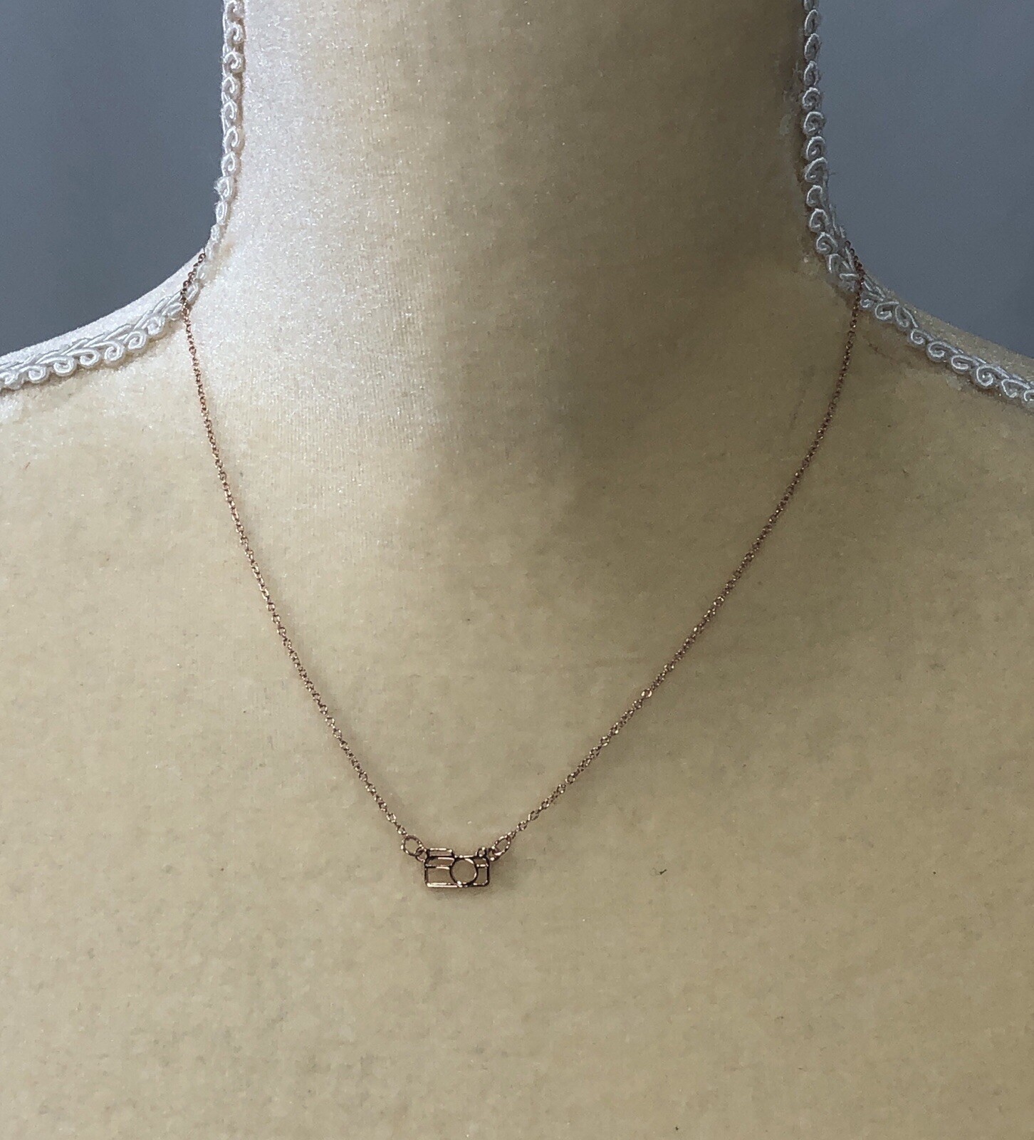 Camera Pendant Necklace 925 Sterling Silver Rose Gold Plated – 17 in