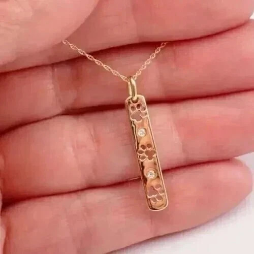 0.20CT Round Cut Lab-Created Diamond 14K Yellow Gold Plated Paw Print Pendant