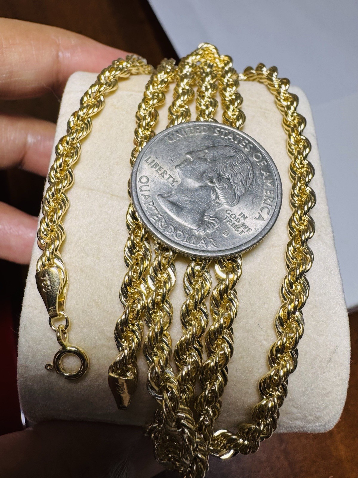 18K 750 Dubai Fine Genuine Gold Rope Chain Necklace 23.5” /24 Long 9.43g 4mm