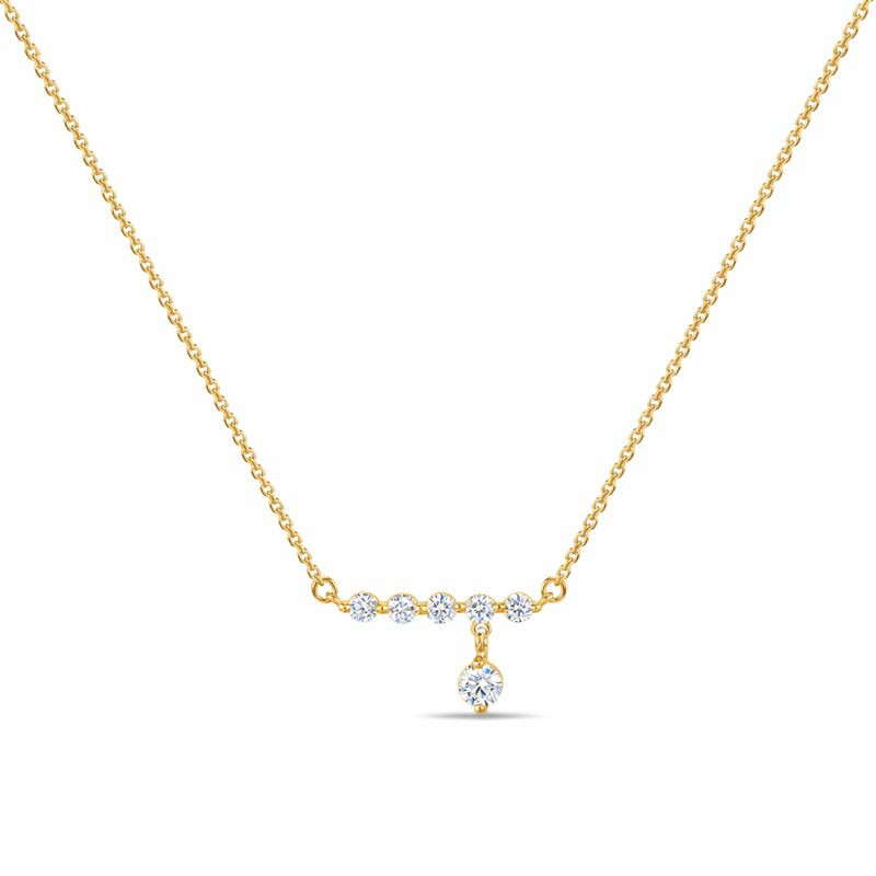 925 Sterling Silver Lab Grown Diamond Bar Necklace