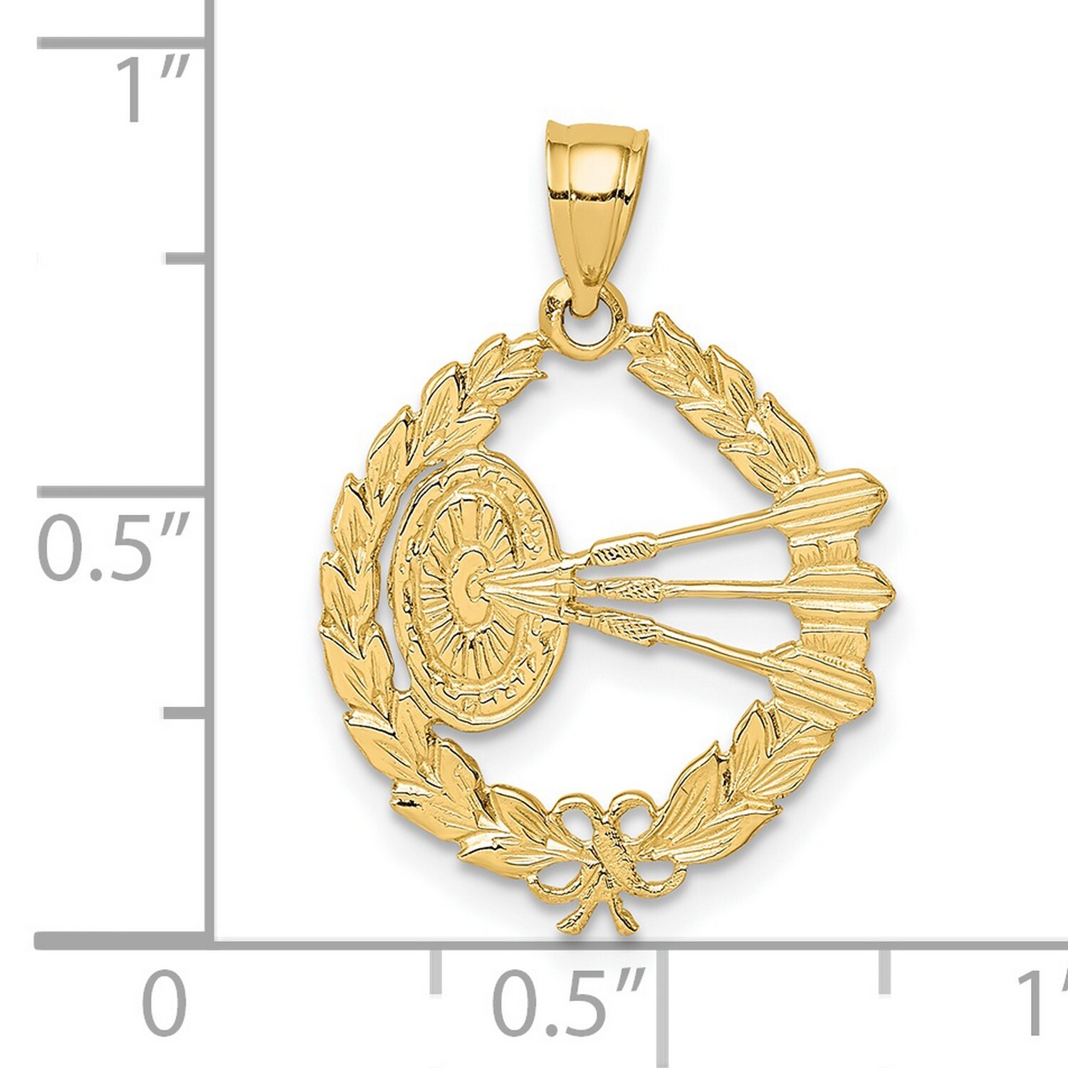 14k Yellow Gold Dart Board And Darts Charm Pendant