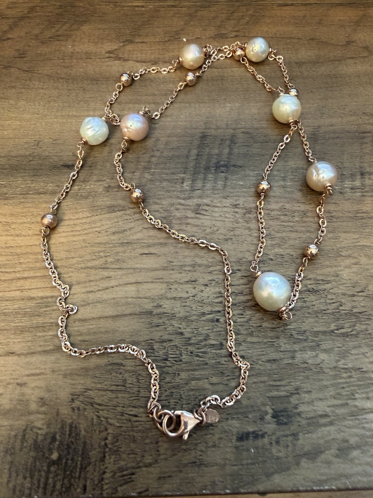 VTG HONORA pearls Bronze H Italy 12mm Genuine Pearls 34” Necklace Stations