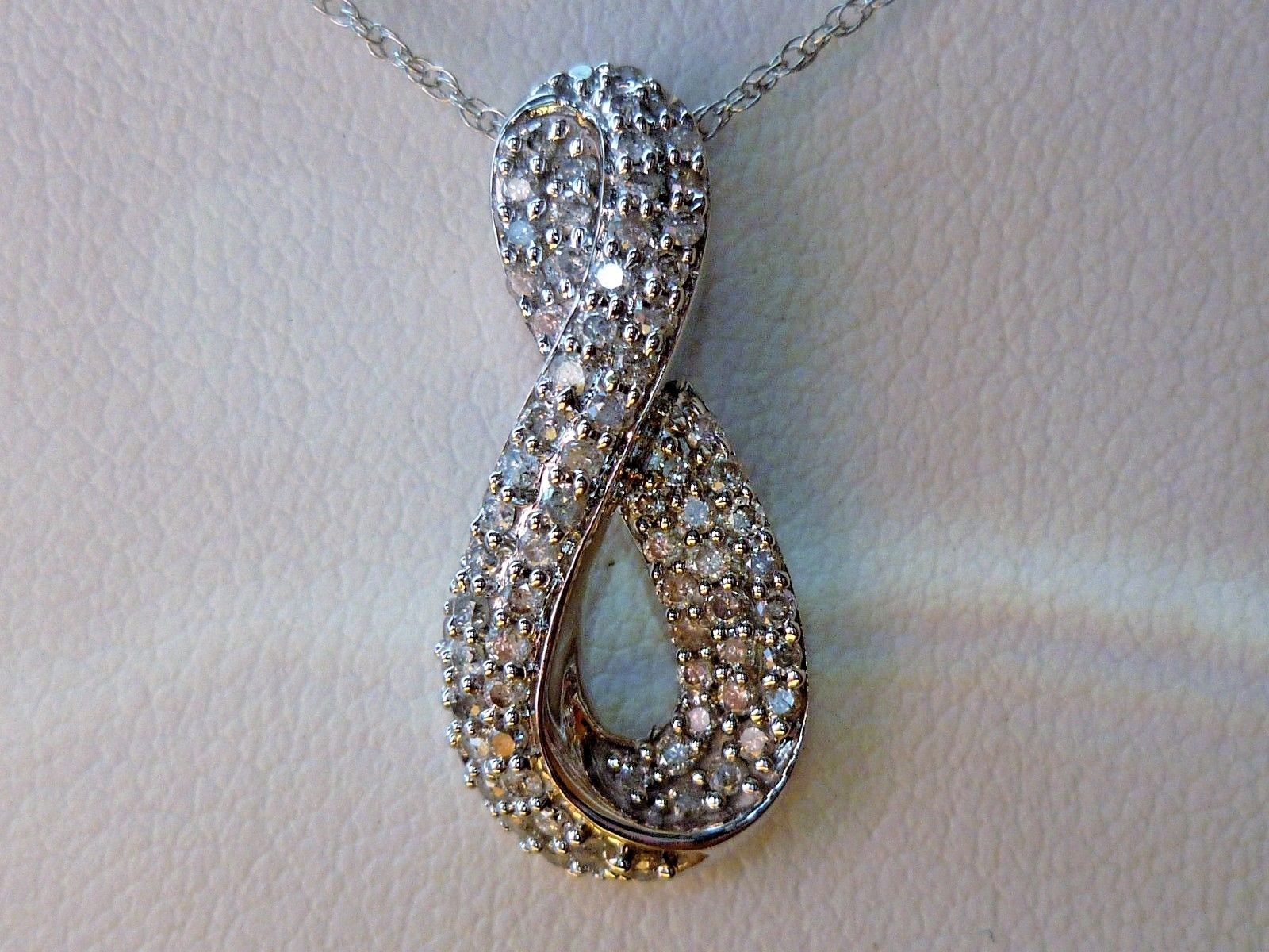1/2ct White Diamond Journey Infinity Pendant Necklace 10K Gold 18″ Chain