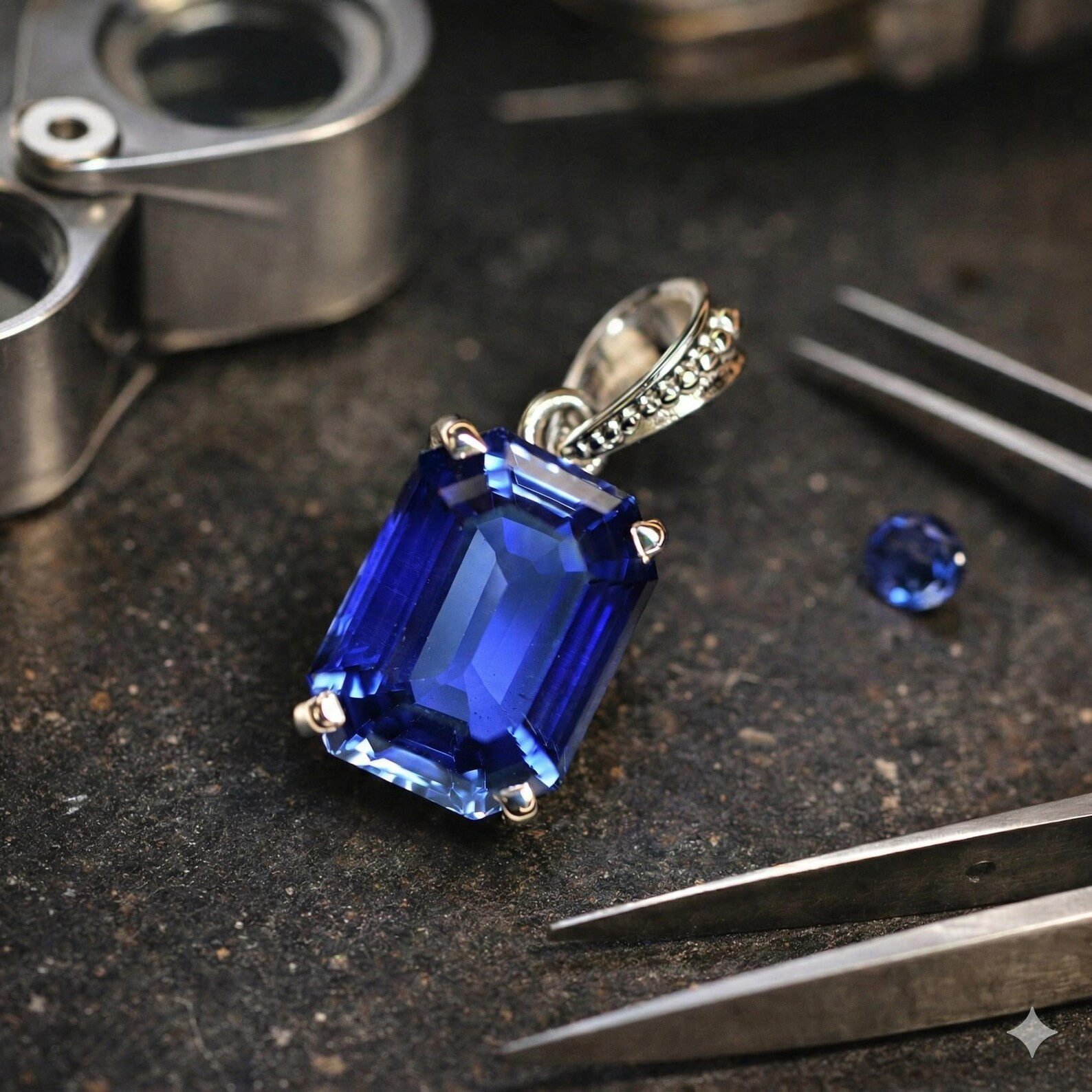 25 Ct Certified Natural Blue Sapphire 925 Silver Pendant Emerald Loose Gemstone