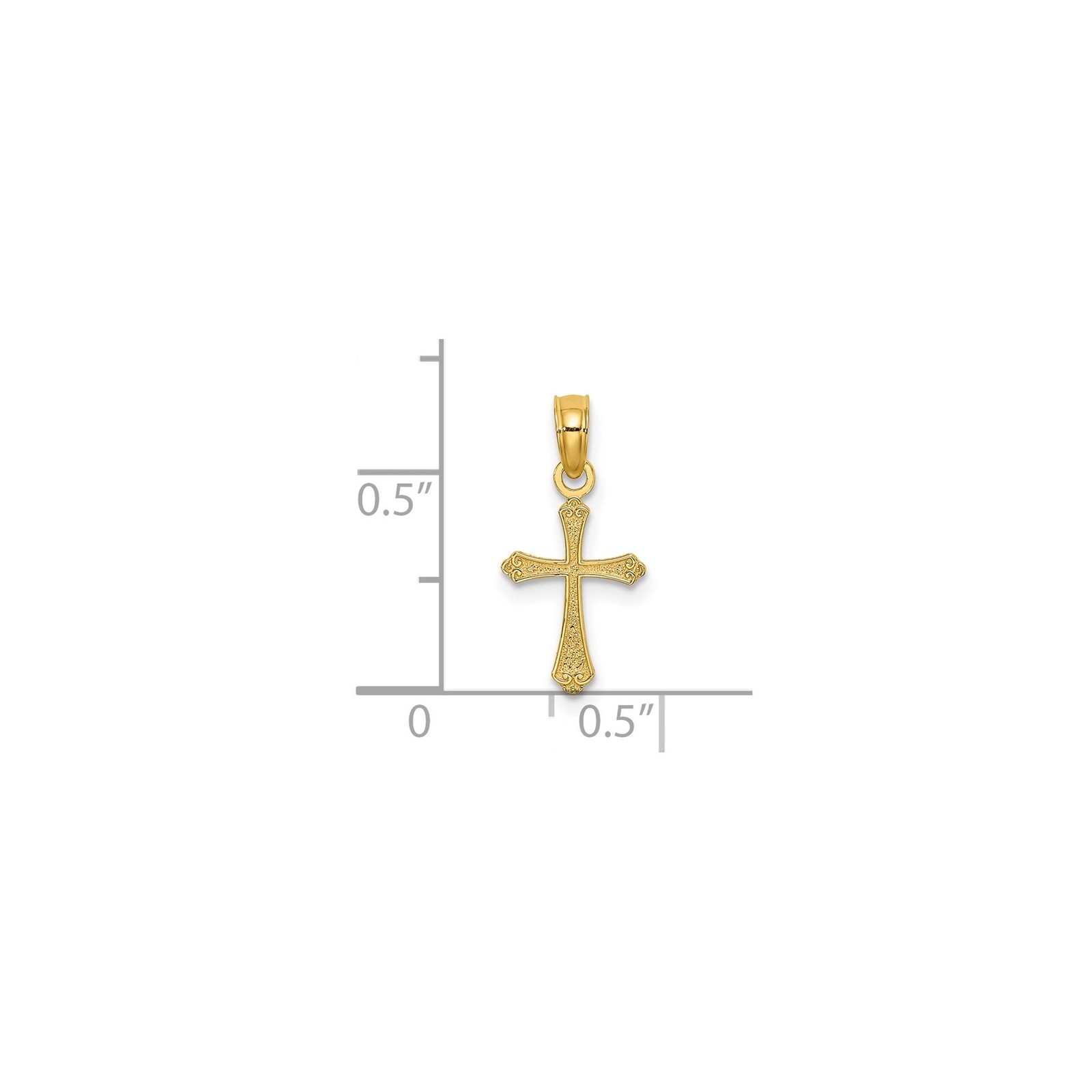 14k Gold Cross Pendant Necklace for Men Women Textured Faith Charm Jewelry