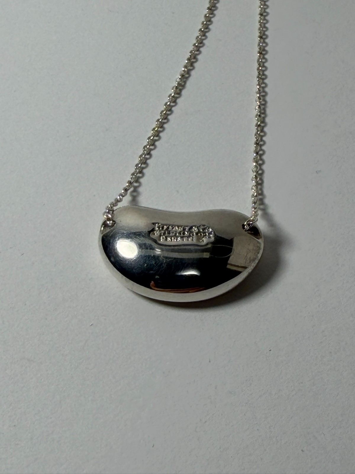 Tiffany & Co. Large bean Pendant Necklace Peretti Silver925 excellent F/S