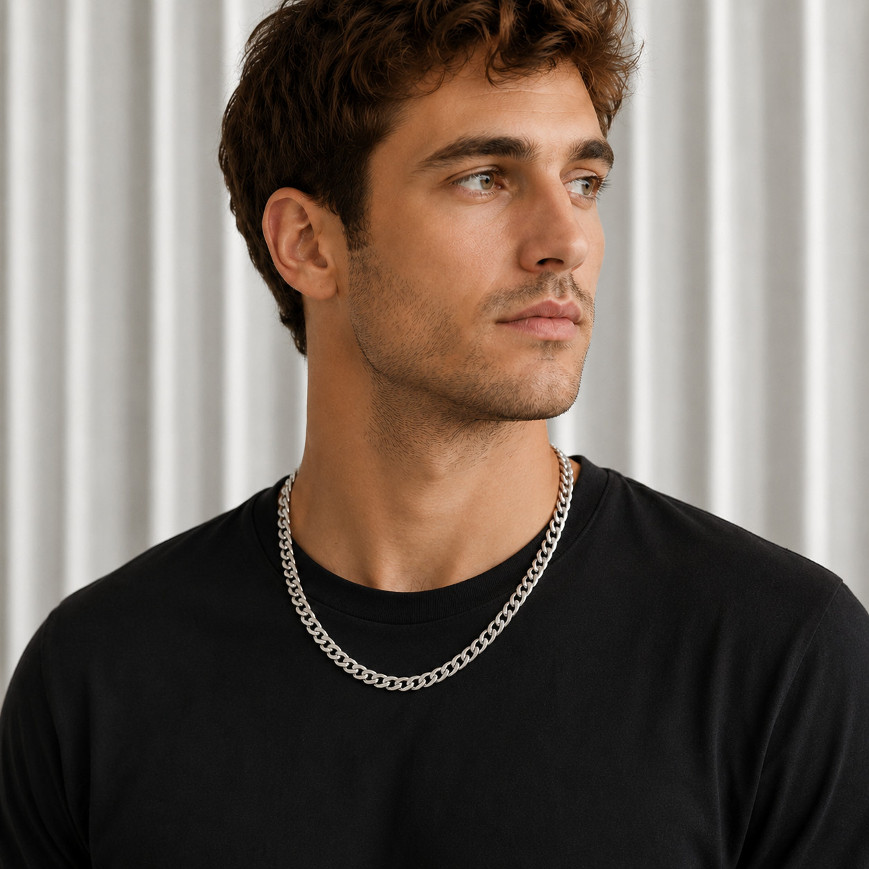 925 Sterling Silver Beveled Curb Chain Necklace – 6.6mm
