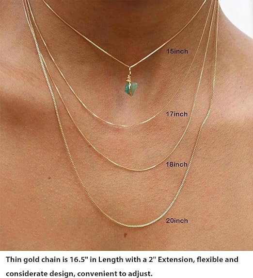 Minimalist Thin Gold Chain 18K Gold Thin Box Chain Necklace Short Small Choker