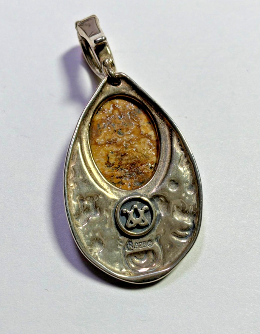 AMERICAN WEST Sterling Silver Picture Jasper Petroglyph Enhancer Pendant