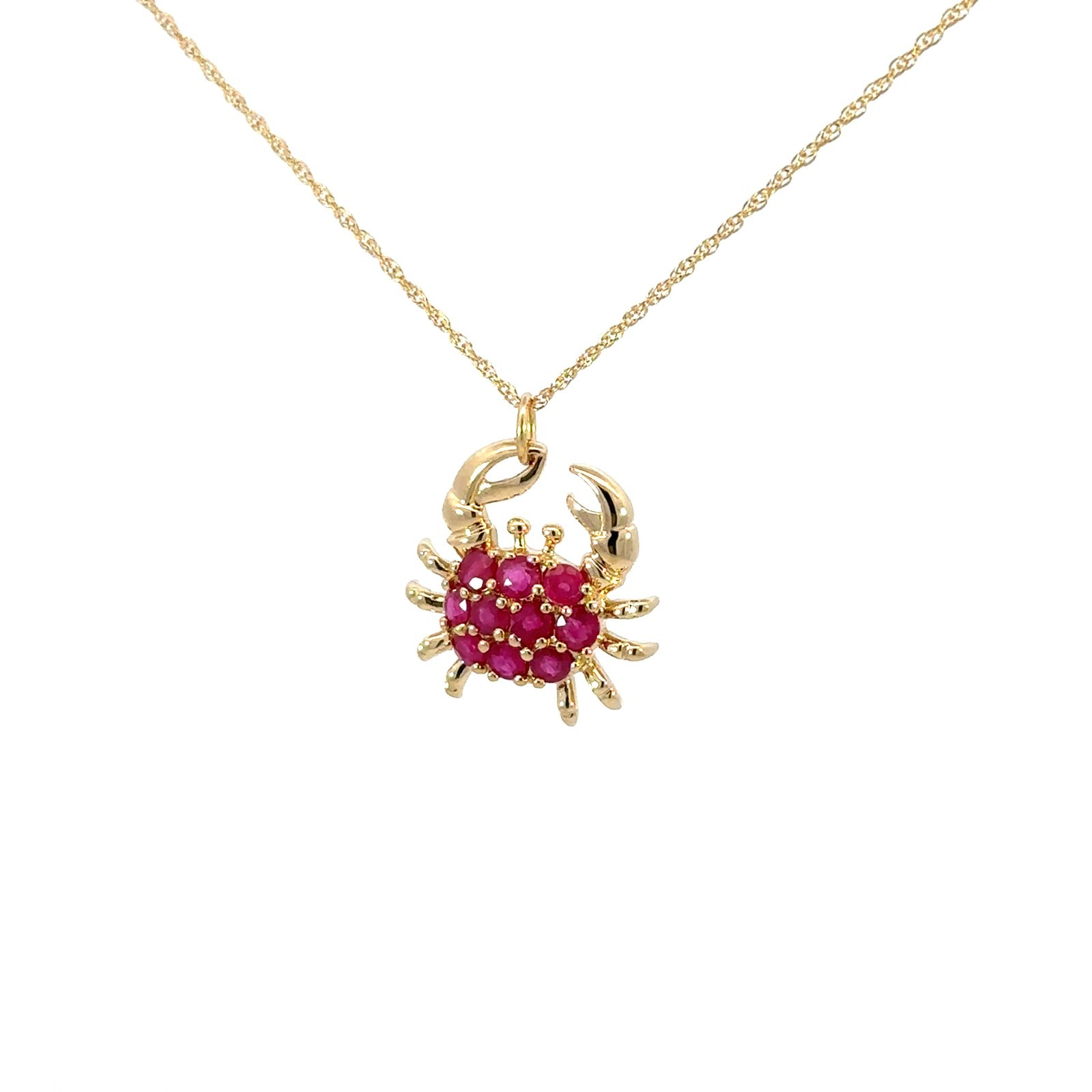 14KT. Yellow Gold Ruby Crab Pendant/Charm (15mm x 16mm)