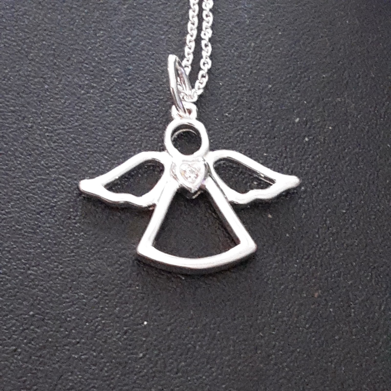 AVON ~ BEAUTIFUL .925 Sterling Silver CZ “ANGEL” Necklace ~ 18 in