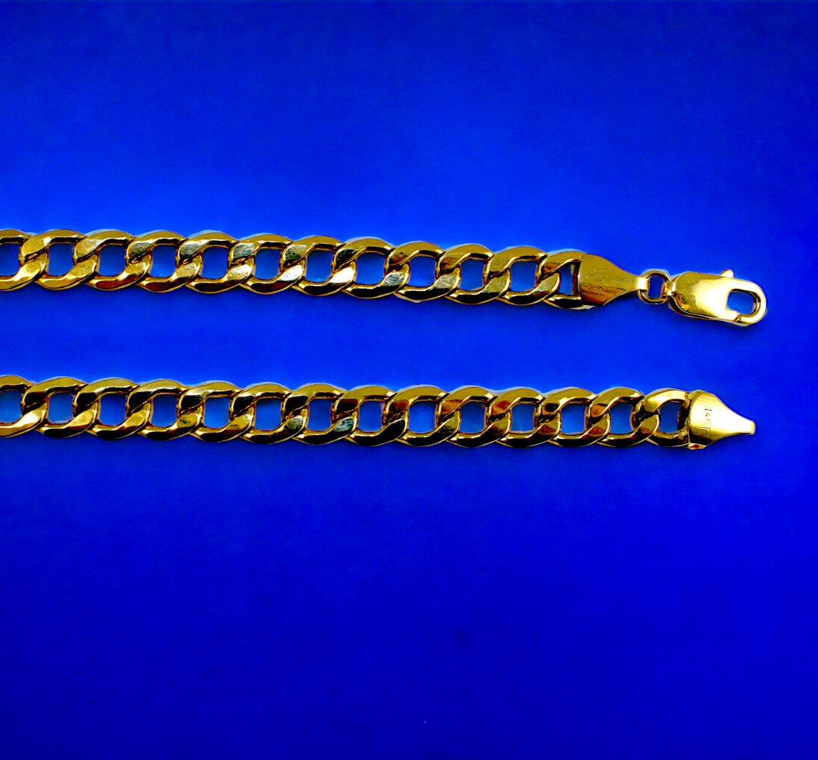14K Yellow Gold 2mm-9mm Curb Cuban Chain Necklace Round Link All Sizes Men Women