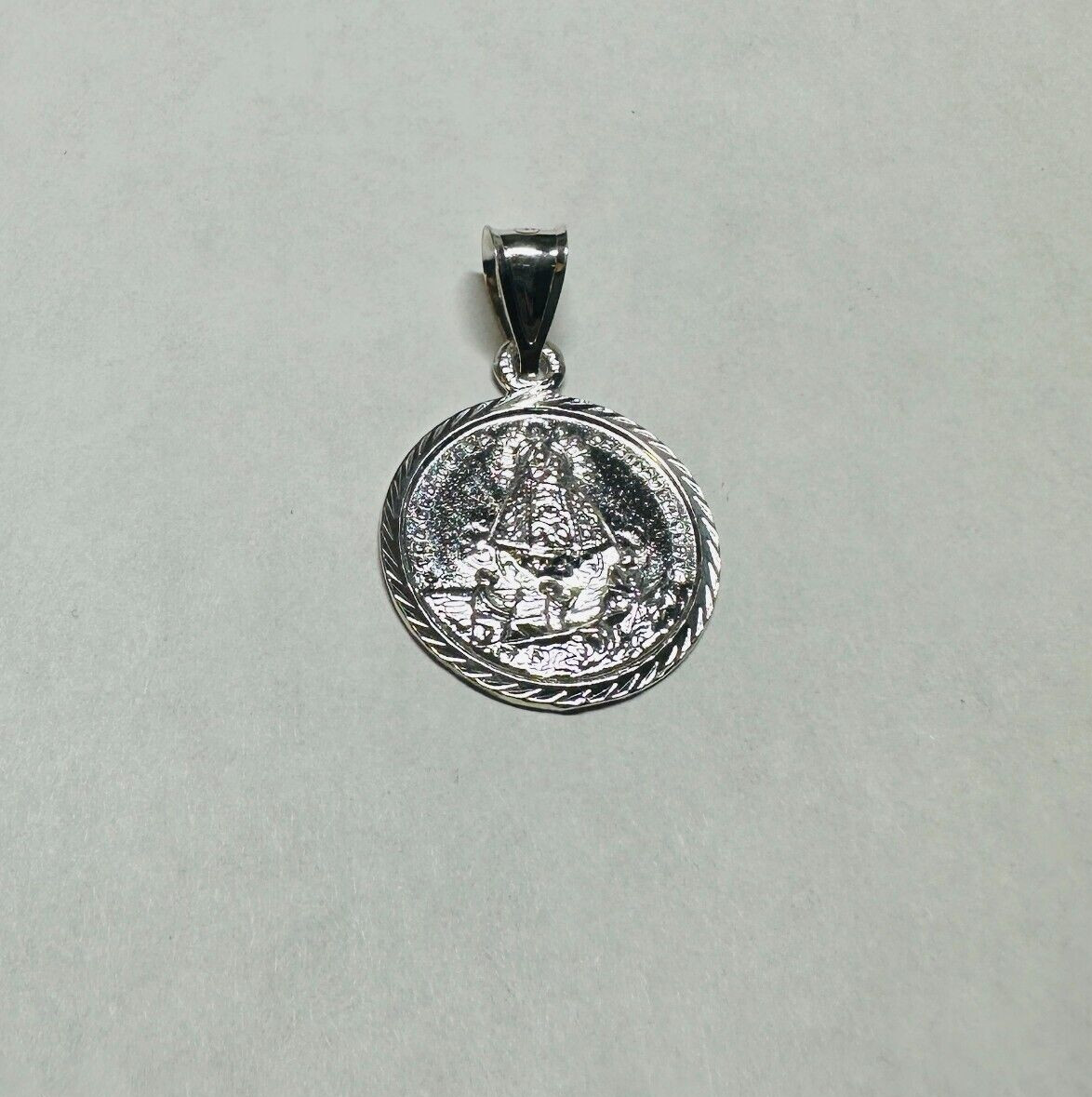 Sterling Silver 925 Our Lady of Charity “Caridad del Cobre” 19mm Round Medal