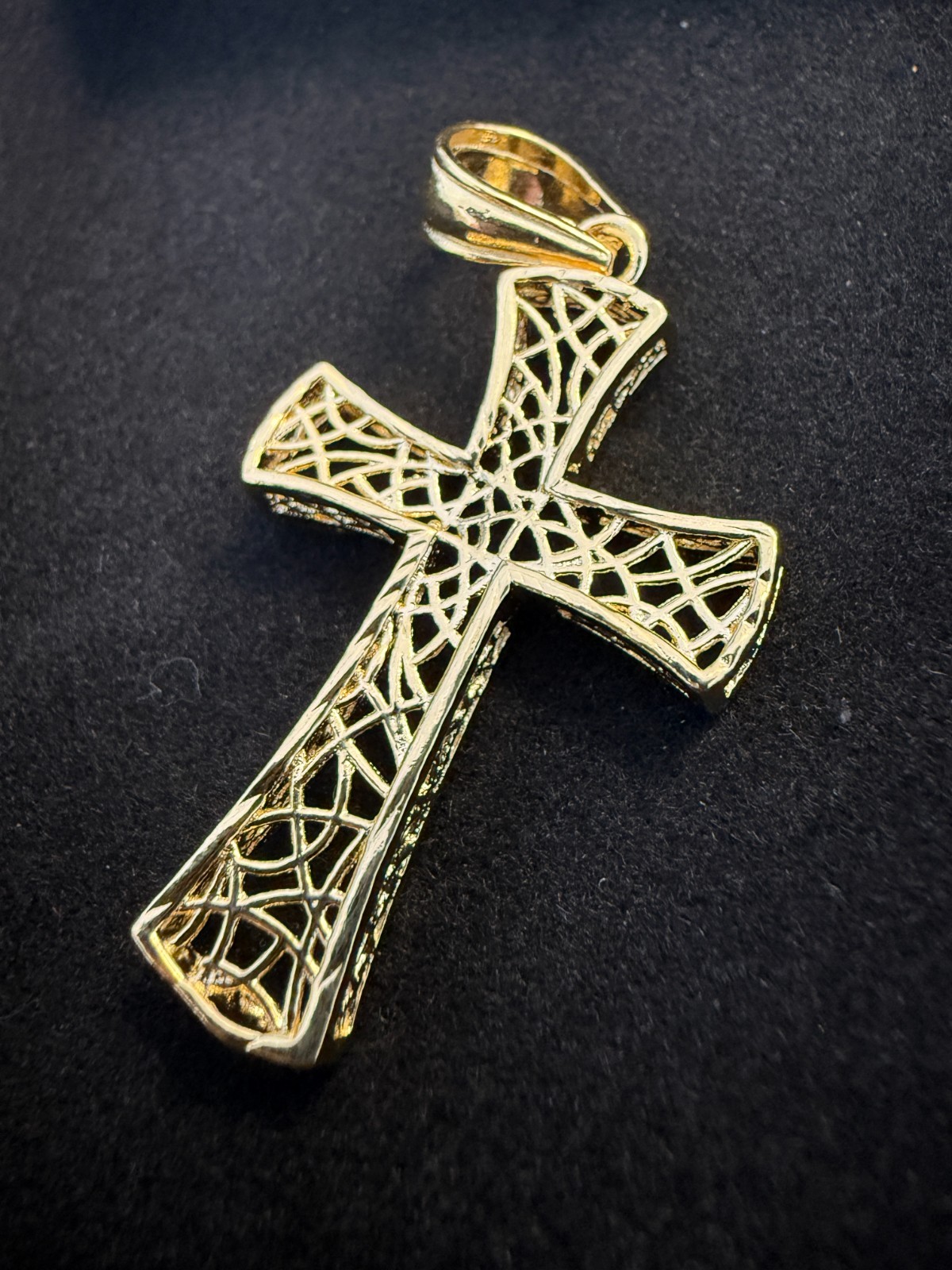 Italian 925 Gold Over Sterling Silver Cross Pendant 50mm x 26mm 5.35g 8.5mm Bail