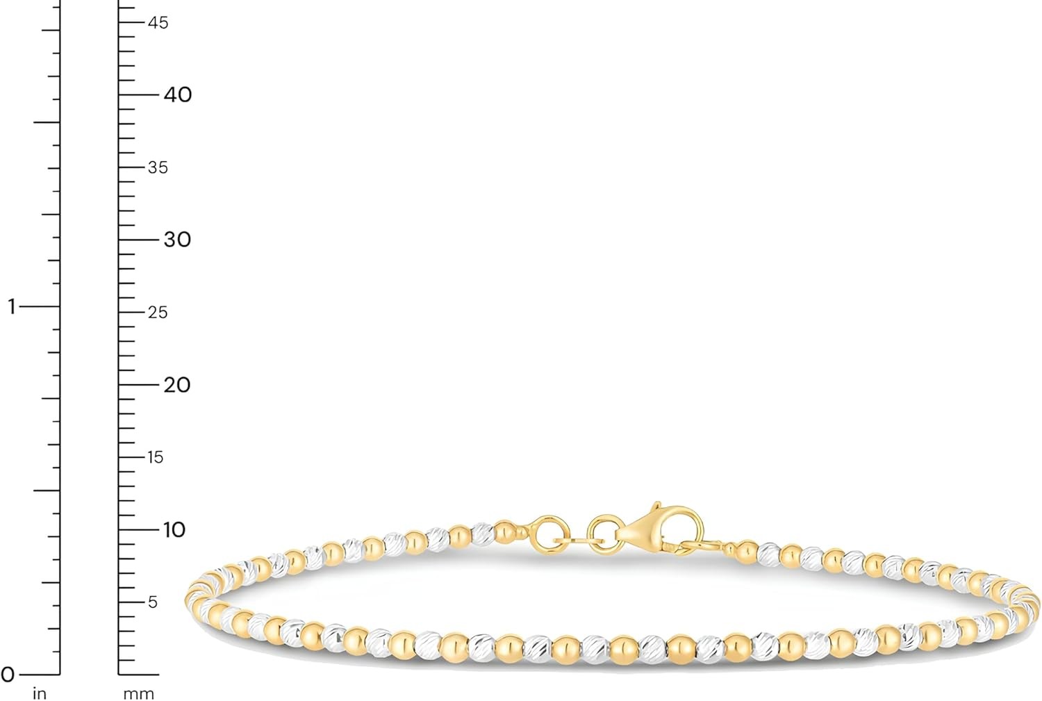 Floreo 14k Two-Tone Gold 2mm Yellow and White Gold Bead Bracelet, 7 Inch
