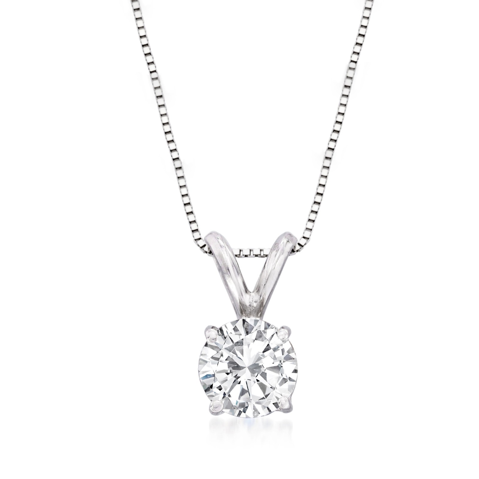 Ross-Simons 0.75 Carat Diamond Solitaire Necklace in 14kt White Gold. 18 inches