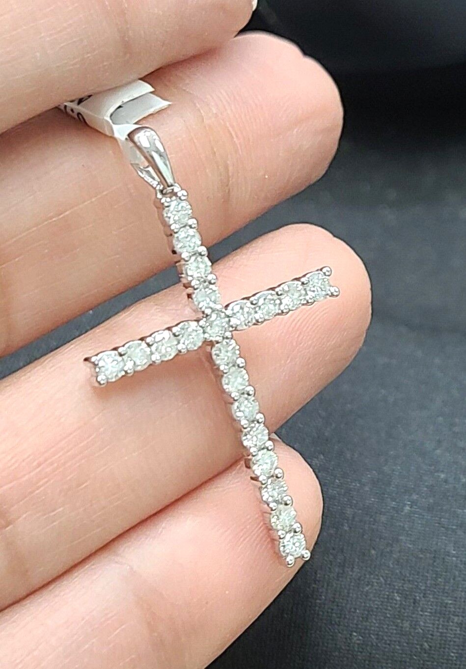 Deal! 0.75CTW GENUINE DIAMOND CLUSTER CROSS PENDANT CHARM IN 14K GOLD 34MM