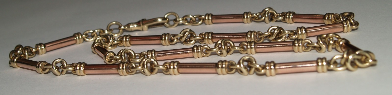 Heavy 45 gram 9ct Yellow And Rose Gold Bar Link Necklace 51cm