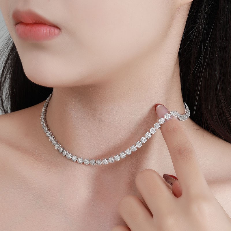 D/VVS1 Plum Blossom Moissanite Necklace 925 Sterling Silver Pass Test for Women