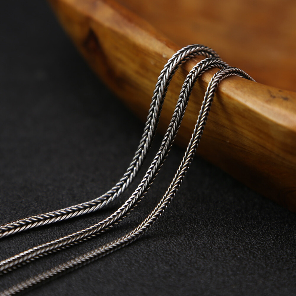 Real 925 Sterling Silver Women Necklace Wheat Link Chain 1.5mm 2mm 2.8mm Width