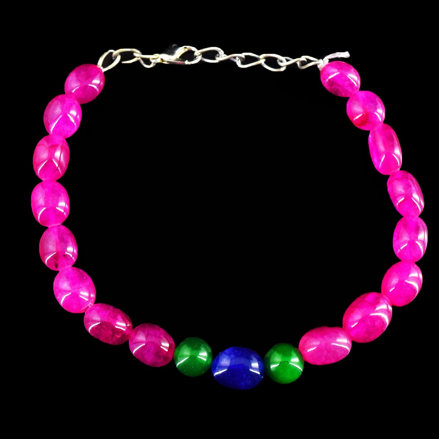Superb Pattern Green & Pink Onyx 91.00 Cts Beaded Sparkling Bracelet RK 46 E798