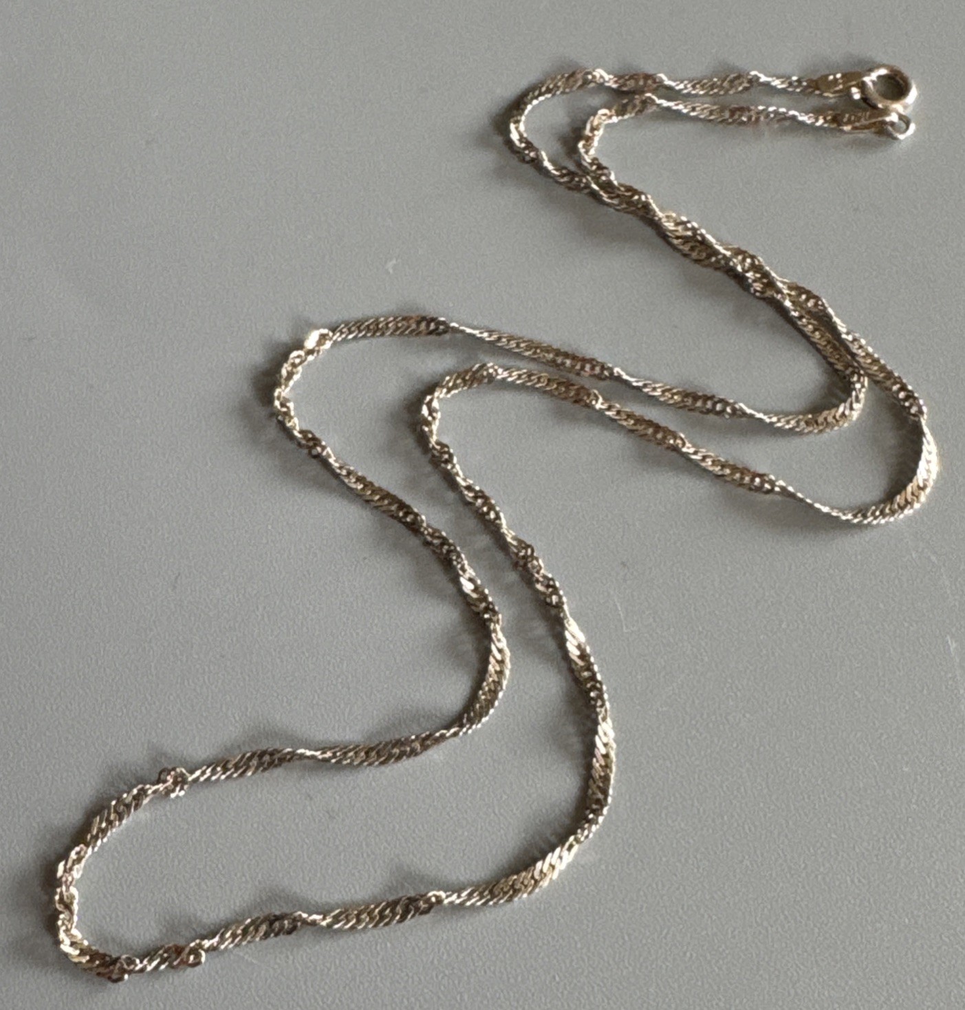 ITALY Sterling Silver 925 Twisted Curb Singapore Chain Necklace – 2mm Wide – 18”