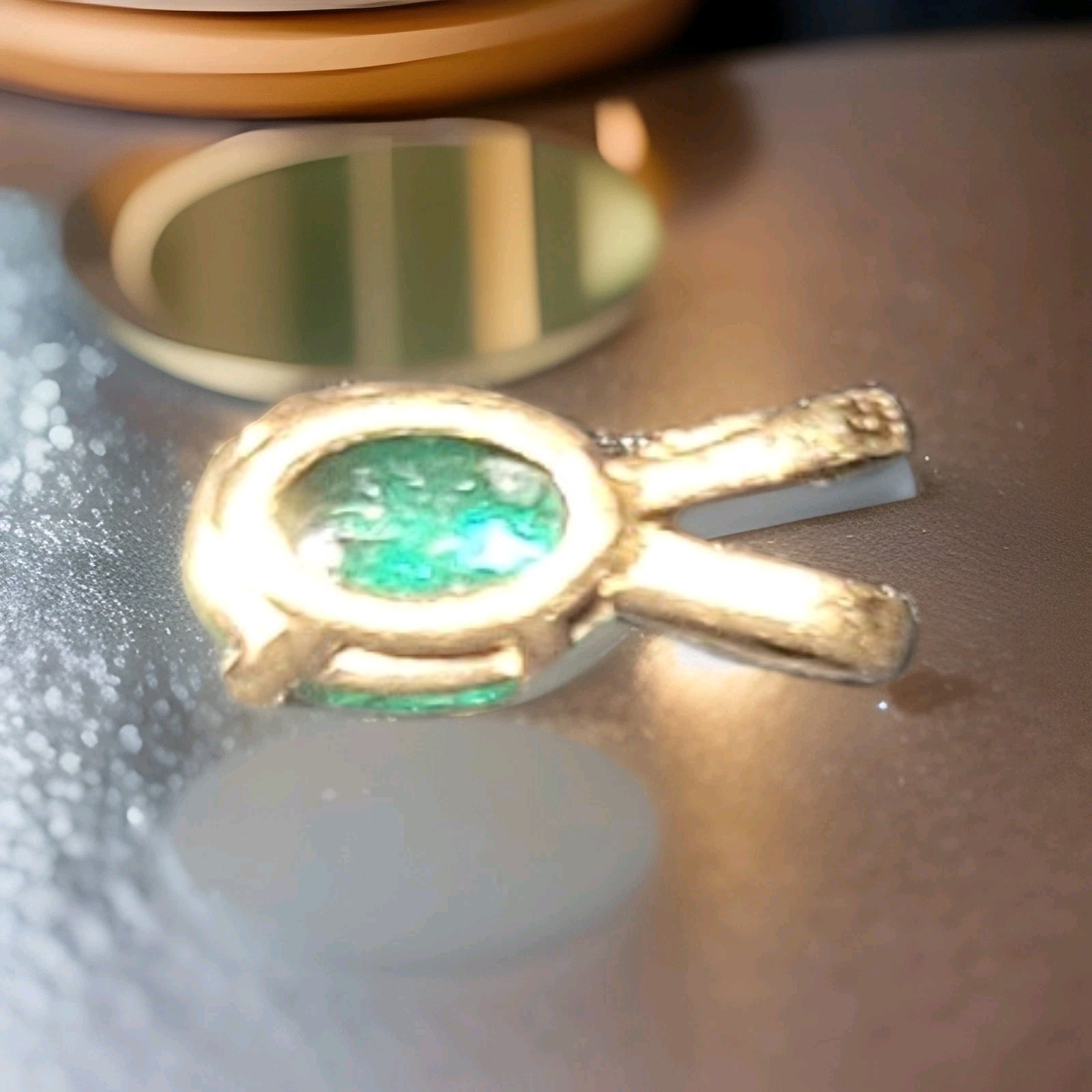 Yellow Gold Oval Emerald Pendant Prong Setting Gold