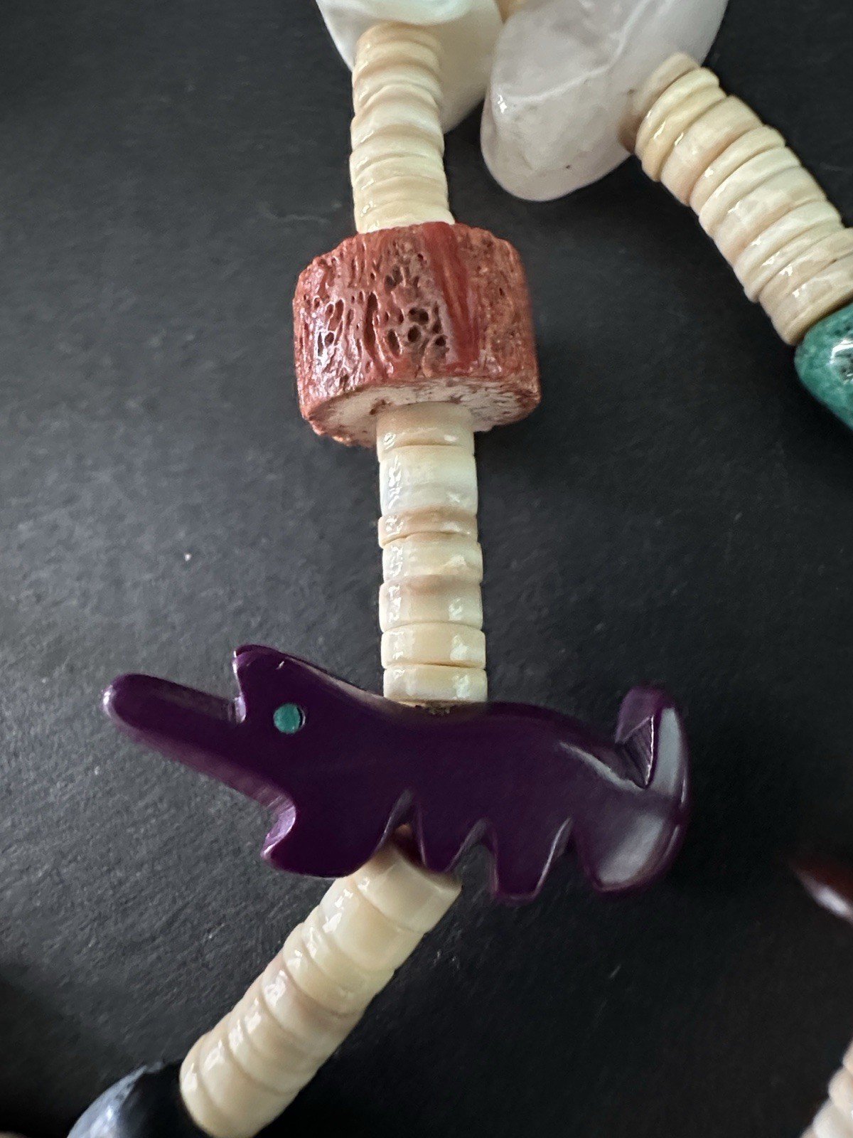 Natural Stone Fetish Style Necklace Carved Animals 2 Strand