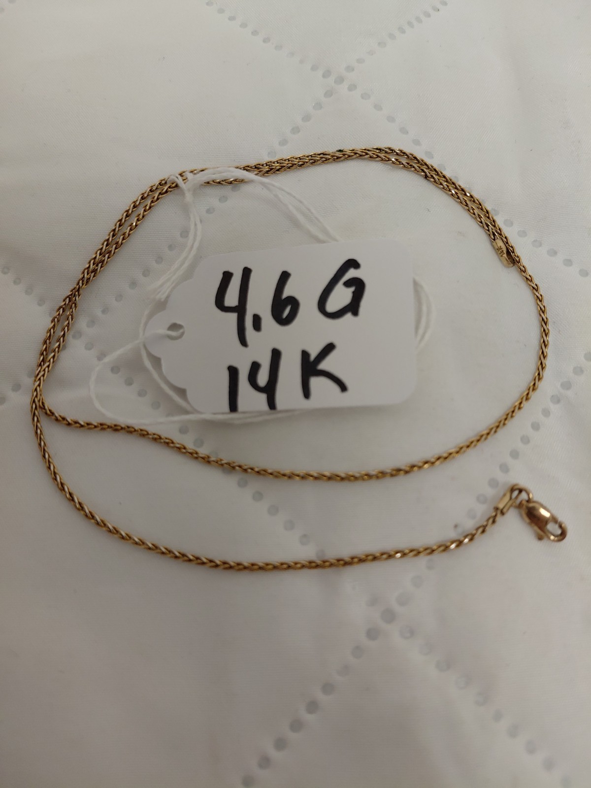 Solid 14K Yellow Gold Twisted Box Link Chain Necklace, 18” , 4.6 g ,