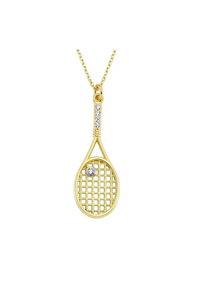1.22Ct Round Cut Real Moissanite Tennis Racket Pendant 925 Sterling Silver