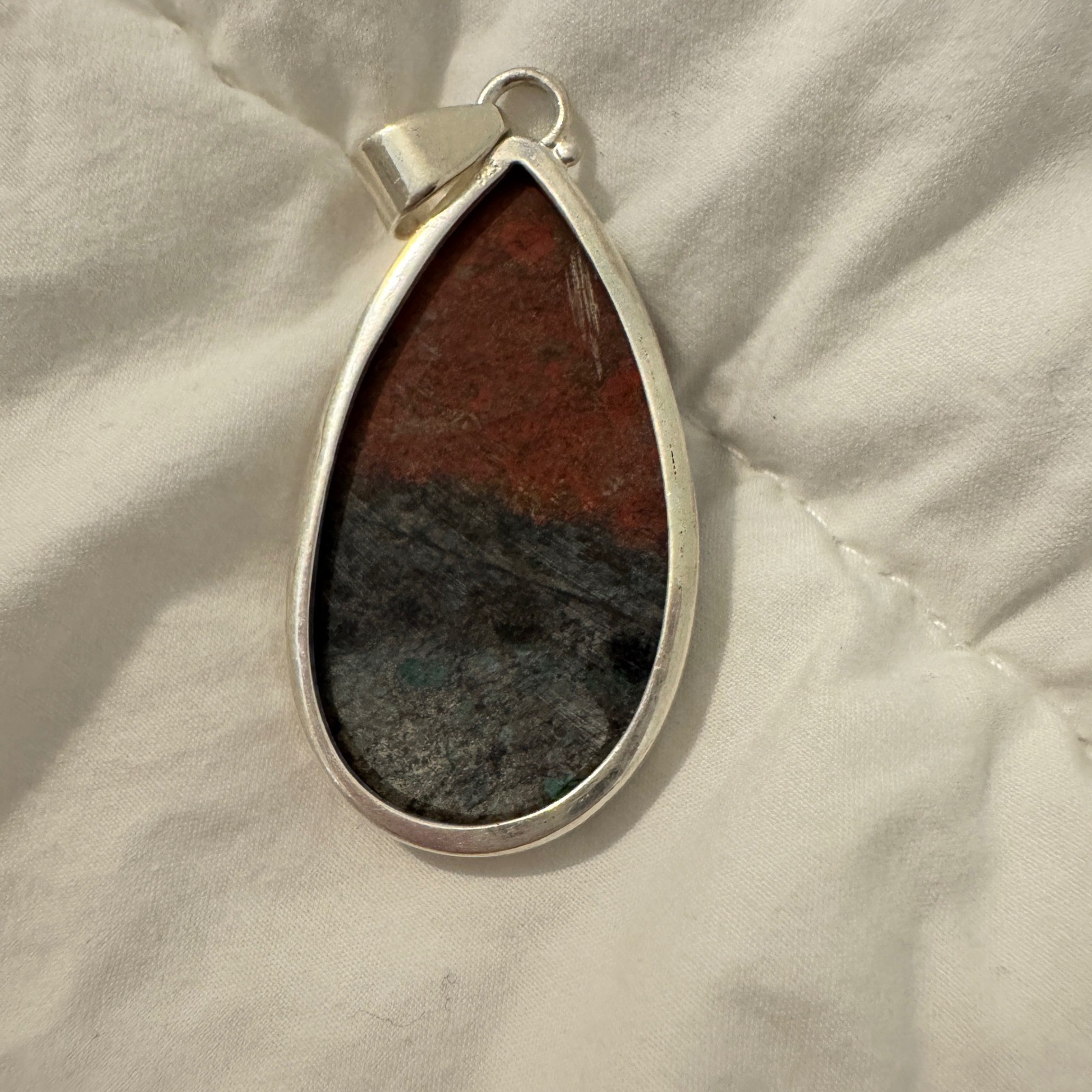 Natural Sonora Sunset Teardrop Pendant 925 Silver – Chrysocolla Cuprite Tenorite