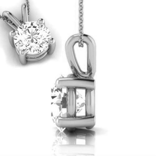 IGI Diamond Pendant VVS2 D Round 1.04 Carat Lab Created 14k White Gold Eye Clean