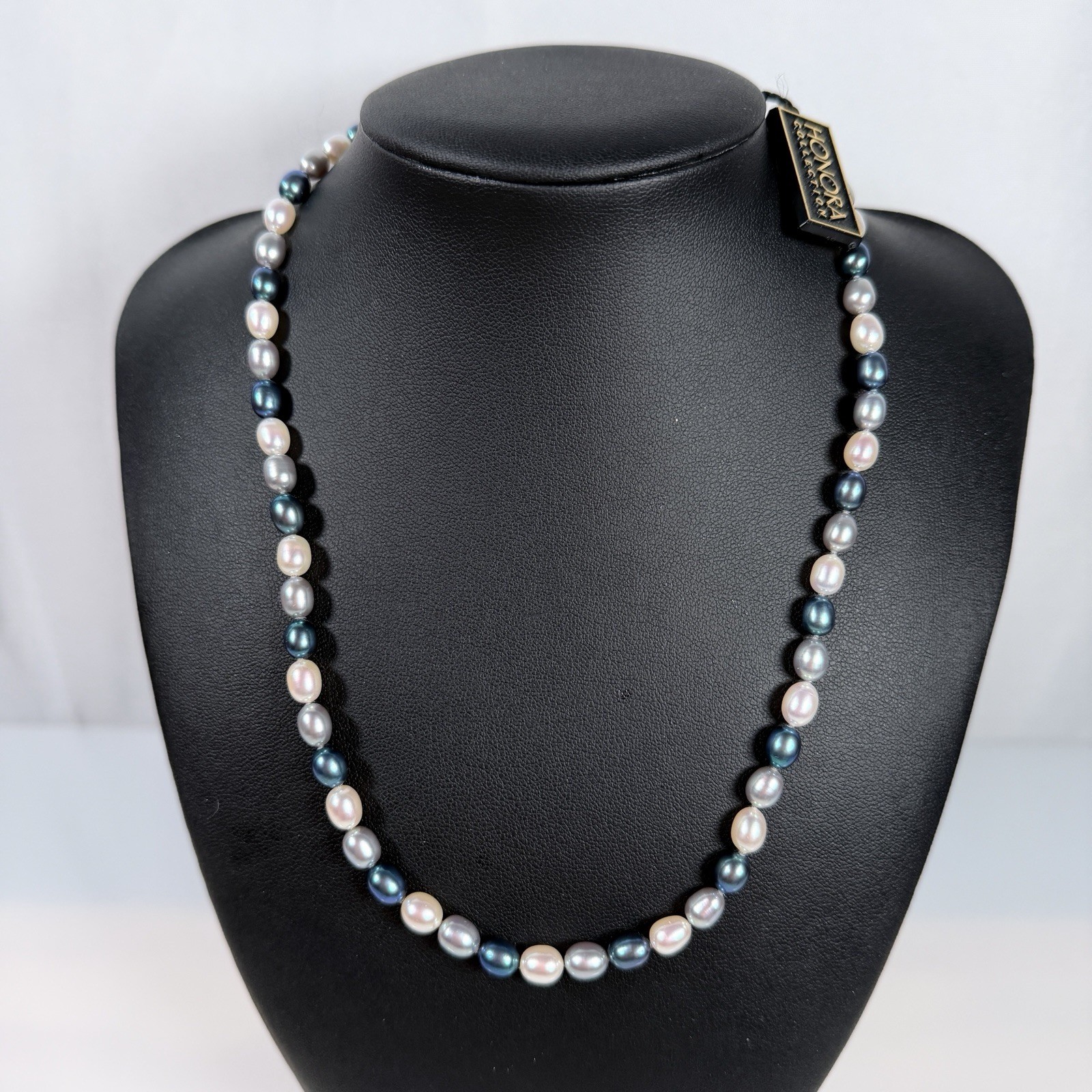 Honora Pearl Necklace Blue Silver White 925 Sterling Silver Clasp 18 in